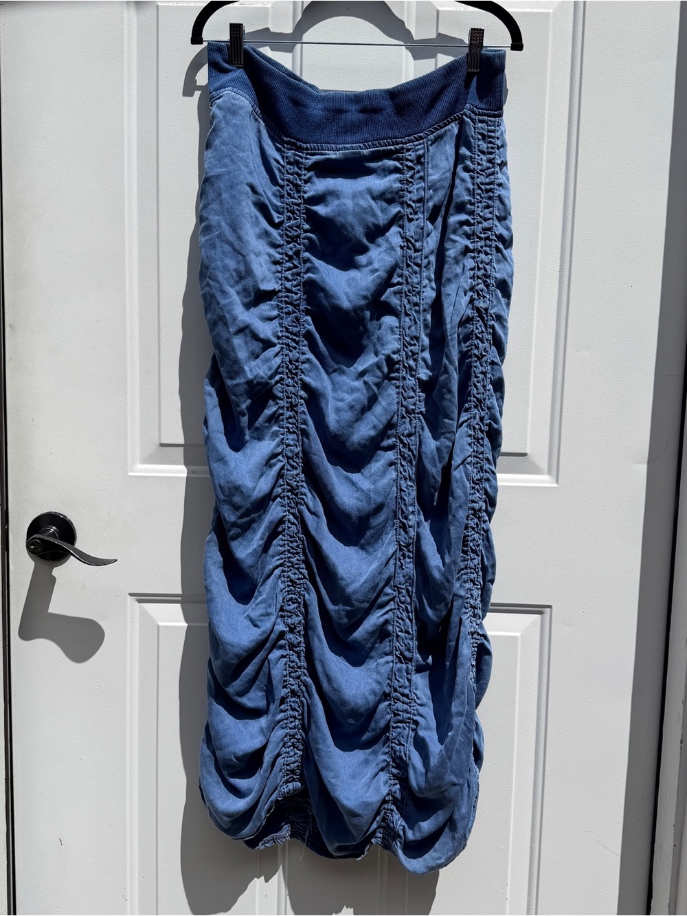 XCVI Chambray Maxi Skirt Ruched Size Medium